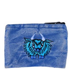 Stonewashed - embroidered yak purse - blue