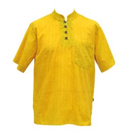 Wonky Wardrobe - Short sleeved cotton shirt  - overdyed - yellow/green