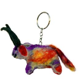Pure wool - hand felted - yak keyring - multicolours