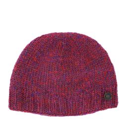 Hand knit - pure wool - plain beanie - pink heather
