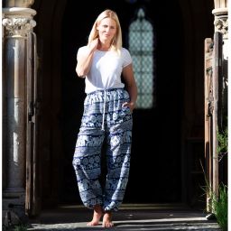 Elephant Print Harem Pants - Dark Blue