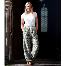 Elephant Print Harem Pants - Soft Green