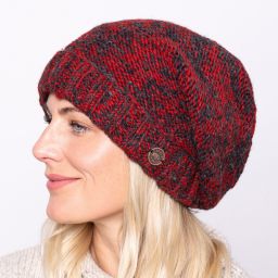 Pure wool - turn up - two tone slouch - red/charcoal