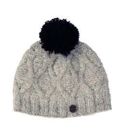 Pure wool - plain diamond cable - bobble hat - pale grey