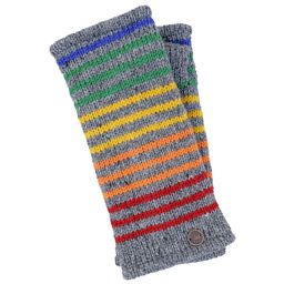 Pure wool - narrow stripe wristwarmer - grey/rainbow