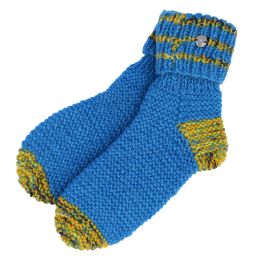 Handknit - Lounge socks - blue/gold
