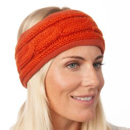 Pure Wool Fleece Lined - Cable Headband - ginger spice
