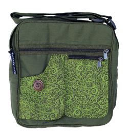 Medium bag - Double pocket - print fabric - green