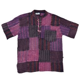 patchwork shirt - short sleeve - purples