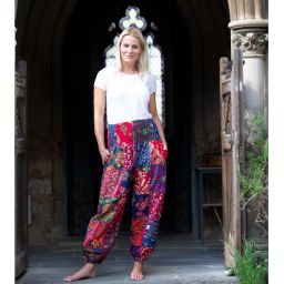 Bright cotton - patchwork shirring - harem pants