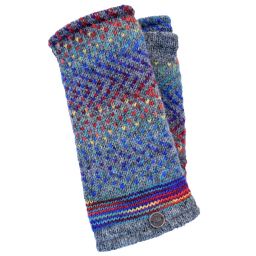 Pure wool - Rainbow zigzag wristwarmer - mid grey