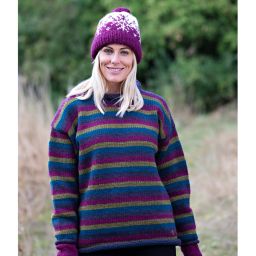 Pure wool jumper - stripe -Jewel