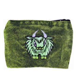 Stonewashed - embroidered yak purse - green