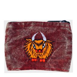 Stonewashed - embroidered yak purse - brick