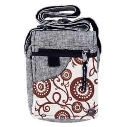 Small - cotton bag with printed fabric - cream/brown