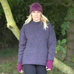 hand knit jumper -  heather - purple