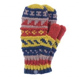 Fleece lined  mittens - patterned - Mustard Mix