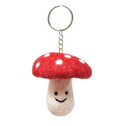 Red Mushroom - Wool Felt - Keyring