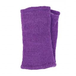 Children's fleece lined - plain wristwarmers - crown purple
