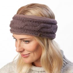 Pure Wool Fleece lined headband - cable - Shadow