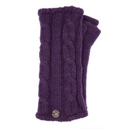 Fleece lined wristwarmer - cable - Grape