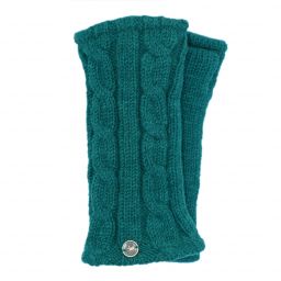 Fleece lined wristwarmer - Cable - Emerald