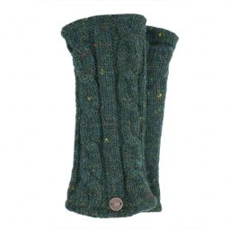 Fleece lined wristwarmer - cable - heather pine