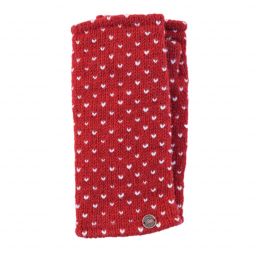 Fleece lined wristwarmer - tick - Red/white