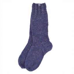 Pure wool - hand knit socks -  plain purple heather
