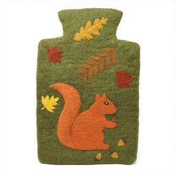 Handmade Fair Trade - Felt Wool Hot Water Bottle - Red Squirrel