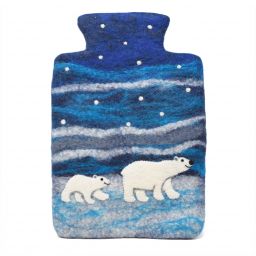 Handmade Fair Trade - Felt Wool Hot Water Bottle - Polar Bear