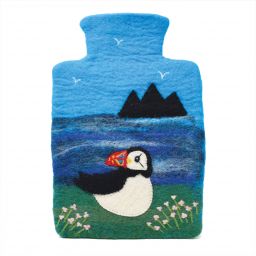 Handmade Fair Trade - Felt Wool Hot Water Bottle - Puffin