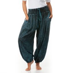 Stonewashed Wide - Harem Trousers - Teal