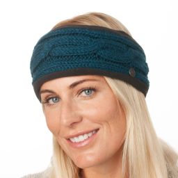 Pure Wool Fleece Lined - Cable Headband - Dark Blue
