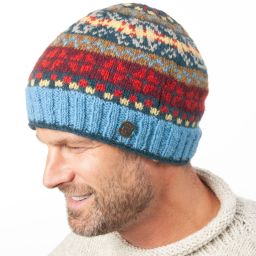 Pure Wool - Fair Isle Beanie - Coral