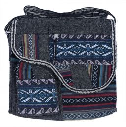 Gheri Cotton Patch Saddle Bag - Black