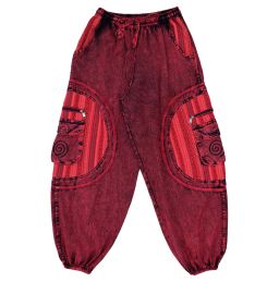 Overdyed Gheri Circle Pocket - Harem Trousers - Red