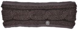 Pure Wool Fleece lined headband - cable - Conker