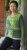 Applique large flower - long sleeve top - green