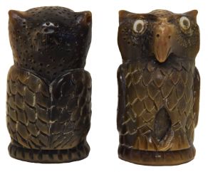 Chunky Hand carved  - light Owl - decorative ornament