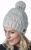Trellis sparkle bobble hat - hand knitted - fleece lining - pale grey