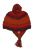 Snowboarder bobble earflap - pure wool - hand knitted - fleece lining - red / rust
