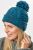 Two tone turn up - bobble hat - pure wool - ocean / grey