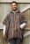 Brushed cotton - gheri fabric - poncho - brown/blue