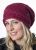 Pure wool - half fleece lined - cable slouch hat - Berry