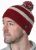 Striped bobble hat - single knit - red / cream