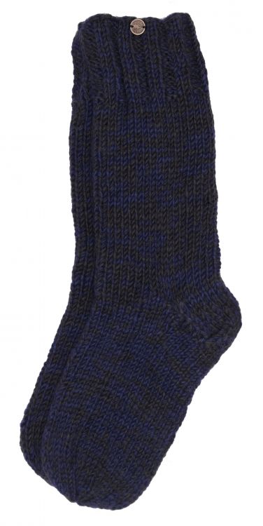 Pure wool - hand knit socks - two tone - blue/smoke