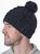 Cable bobble hat - pure wool - hand knitted - charcoal