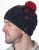 pure wool - diamond cable bobble hat - Charcoal/Red