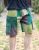 Plain patchwork shorts - greens